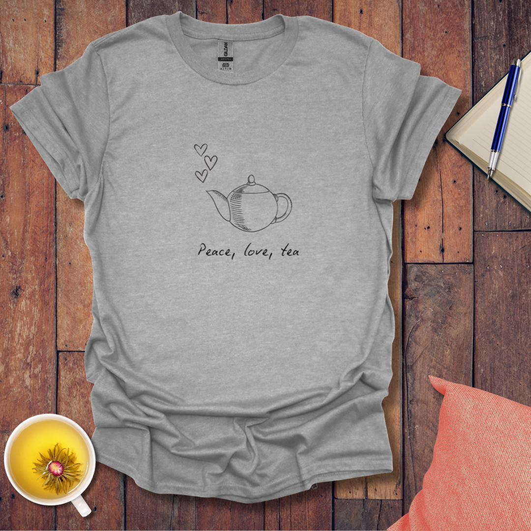 Peace love tea kettle left T-Shirt